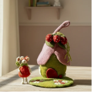 Felt Strawberry Fairy House with Mat - Imaginative Play